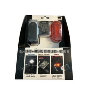 CatEye HL-EL140 Urban Wireless CC-VT240W Omni 3 Bicycle Light Computer Set